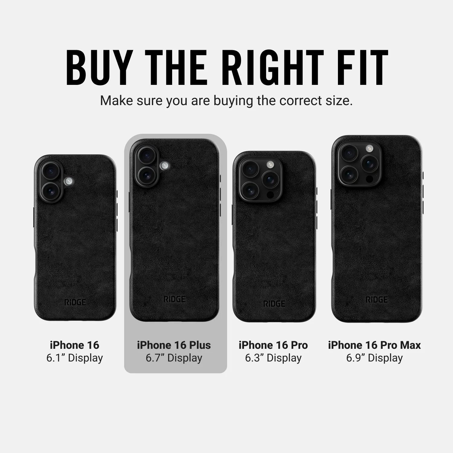 Ridge Phone Case - Midnight Black Leather - iPhone 16 Plus - Image 9