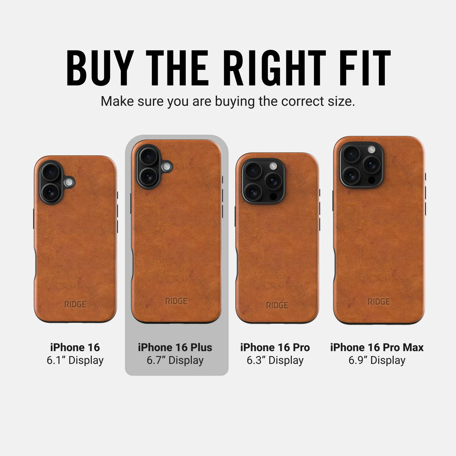 Ridge Phone Case - Tobacco Brown Leather - iPhone 16 Plus - Image 9