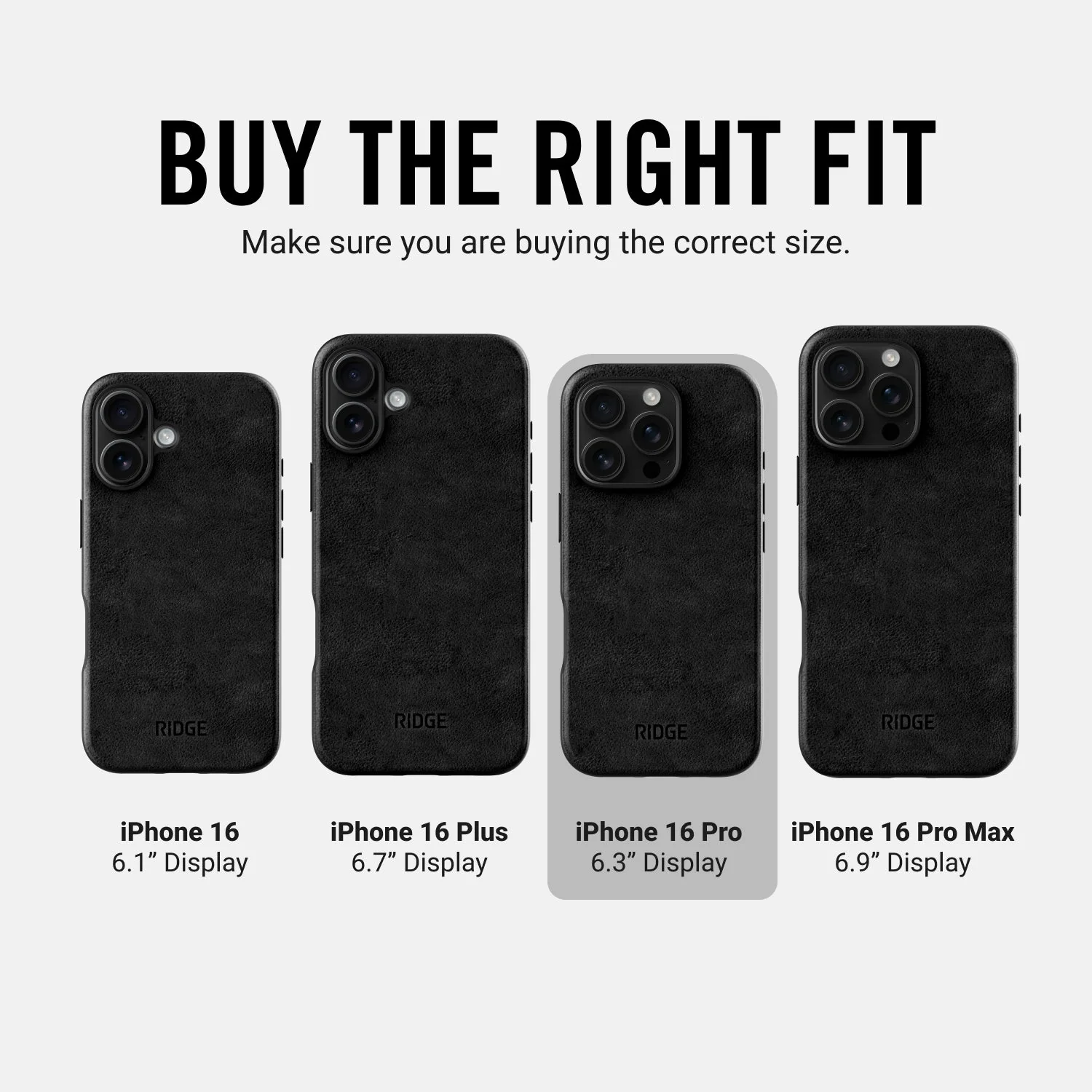 Ridge Phone Case - Midnight Black Leather - iPhone 16 Pro - Image 9